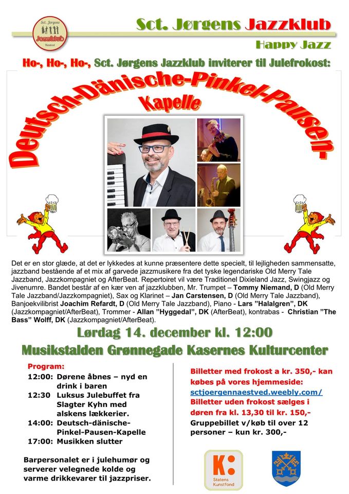 Sct. Jørgens Jazzklubs Julefrokost 14. december kl. 12:00